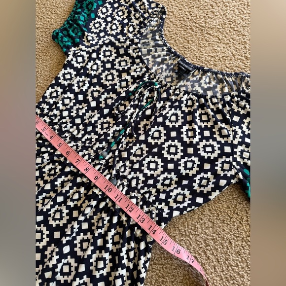 Enfocus Studio Black and Teal Geometric Midi Dress - Picture 6 of 7